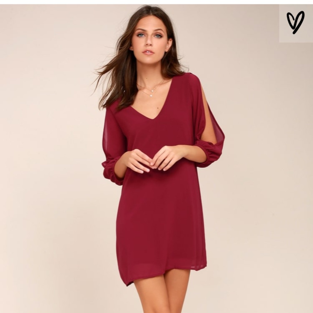 NWT!!  Shifting wine red long sleeve dress - LULUS